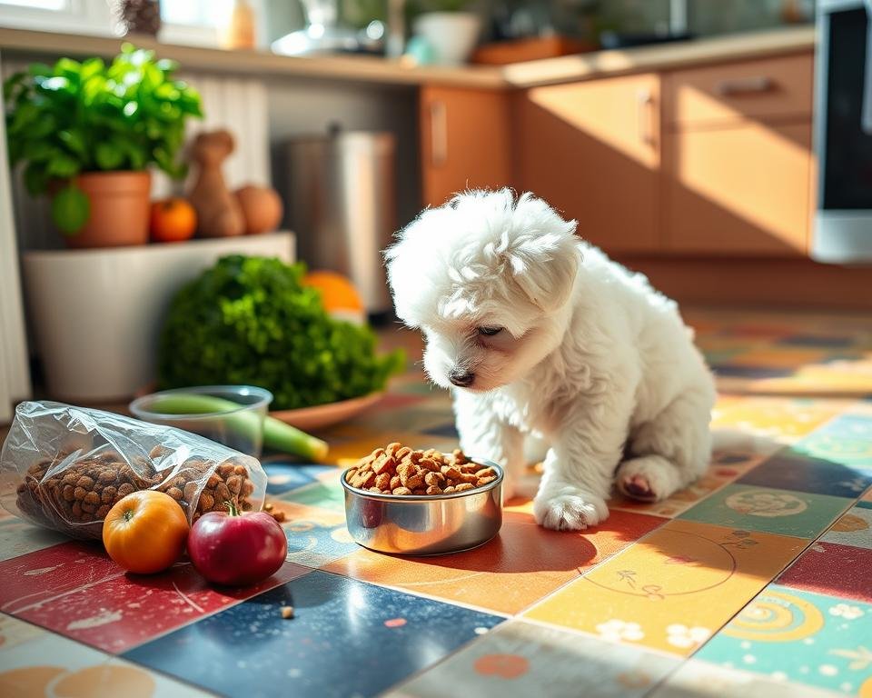 Bichon Frise Puppy Eating