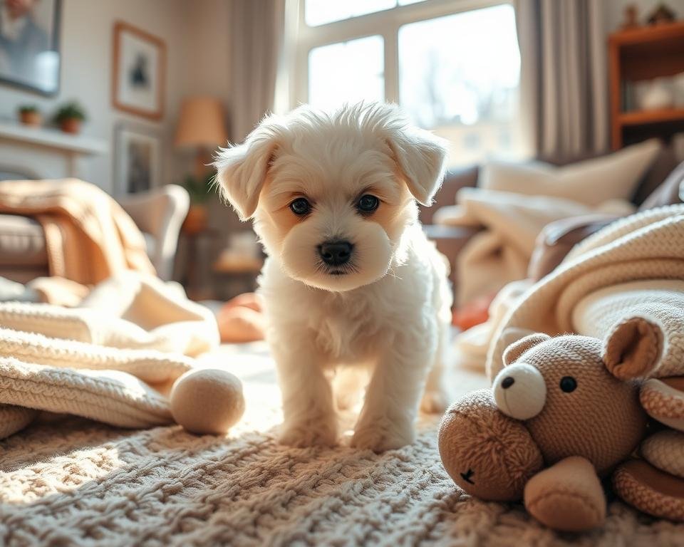 Bichon Frise puppy adjusting to new home